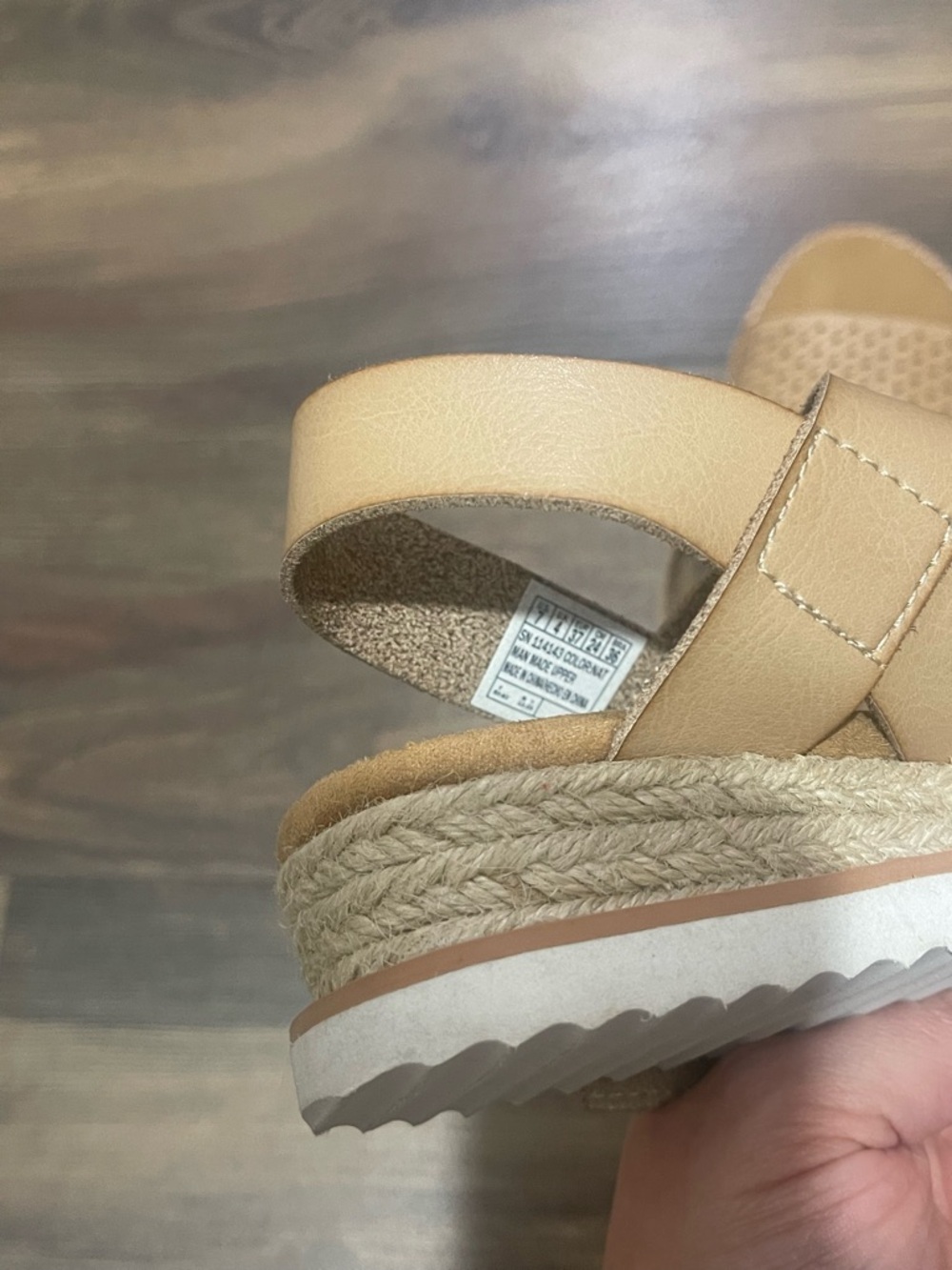Skechers BOBS Desert Kiss Sunny Flair Natural Perforated Wedge Sandals Size 7 - Picture 4 of 5